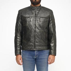 Chaqueta Bomber Varsity de Cuero Genuino para Hombre, Negra, Ajustada, Vintage, Impermeable, Transpirable y Resistente al Viento, Envío Inmediato - Product Image 1