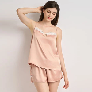 Pijama de satén liso corto de colores personalizables para mujer, ropa de dormir de verano para mujer - Product Image 6