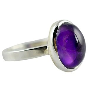 Navya <b>Craft</b> Handmade 925 Sterling Silver Boho Statement <b>Ring</b> Amethyst Oval Pear Shape Women's Size 4 for Christmas Anniversary - Product Image 1