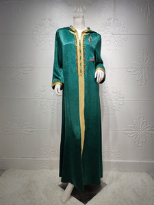 New Fashion Women Muslim Dress Puffy Sleeves Printed Abaya 2023 Kaftan Moroccan Dresses - Product Image 5