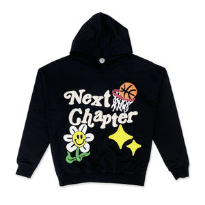 เสื้อฮู้ดกีฬาผู้ชายสีดำแนวสตรีทเสื้อสเวตเชิ้ตผ้าคอตตอนโพลีเอสเตอร์ออกแบบได้ตามต้องการ - Product Image 2