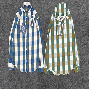 Camisas holgadas a cuadros para niños Estilo de calle de manga larga con hombros caídos - Product Image 1