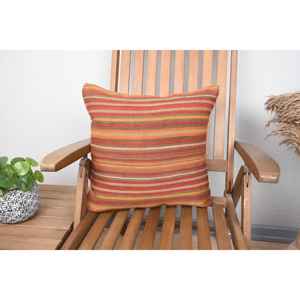 Subtle Striped Beige Kilim Wool Rug <b>18x18</b> Inch Pillow Vintage Pattern Woven Technique - Product Image 1