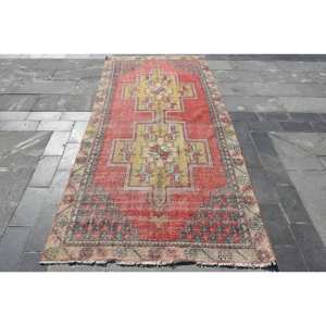 Alfombra turca de estilo Kilim de área grande de 9 'x 12', diseño de retazos rojo y amarillo, respaldo de látex, alfombra modelo de habitación de 10mm de espesor - Product Image 1