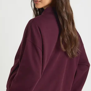 Sweat-shirt à manches longues pour un ajustement confortable et décontracté, couleur unie, avec logo personnalisé et col rabattu avec fermeture éclair - Product Image 5