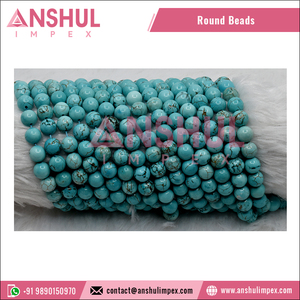 Cuentas redondas sueltas de 8MM para fabricación de collares, piedras preciosas curativas de howlita turquesa, a granel - Product Image 6