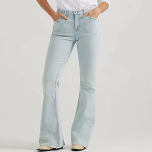 Pantalones de chándal acampanados con diamantes de imitación y parche bordado lavado con piedra de rizo de algodón, ropa de calle al por mayor con logotipo personalizado para hombre - Product Image 1