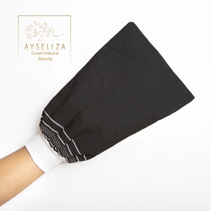 Para Ayseliza Black Turkish Bath Mitt Hammam Kessa Cotton Scrubber para exfoliación profunda Limpiador corporal suave Vegan Spa Wash Bath - Product Image 3