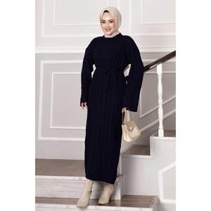 Vestido Suéter Detalle Punto Azul Marino - Product Image 4