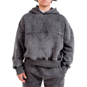 Conjunto Deportivo Qianshi Unisex de Invierno, Ligero, 280gsm, Felpa Francesa de Algodón, Sudadera con Capucha y Pantalones Deportivos con Lavado Ácido, Colores Personalizados - Product Image 5