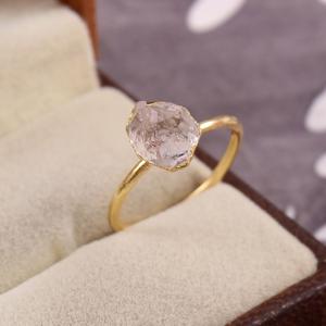 Anillo Clásico de Plata de Ley 925 Hecho a Mano para Mujer con Cuarzo Rosa Natural en Bruto, Chapado en Oro, Sin Níquel, para Bodas y Fiestas - Product Image 6