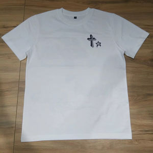 เสื้อยืดผ้าฝ้าย100% แขนสั้นปักลายไหล่ทรงหลวมคอกลมสีพื้นพิมพ์ลายดิจิตอล BD - Product Image 6