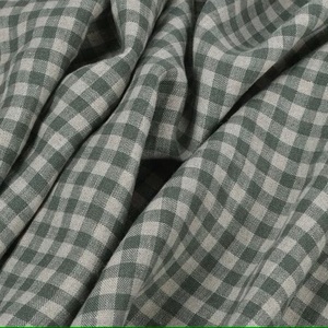 Tissu en lin à carreaux vert sauge non teints, lin de lin adouci lavé au mètre ou au mètre, lin à carreaux pour la couture - Product Image 1
