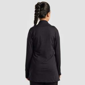 Women's Charcoal Modest Wrap Long Sleeve Loose Fit Polyester Spandex Blend Fitness Apparel - Product Image 3