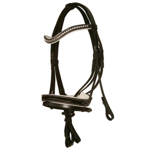 Brida de caballo de lujo de alta calidad hecha de cuero de vaca genuino en diseño atractivo Juego de tachuelas de equipo de equitación ajustable - Product Image 1