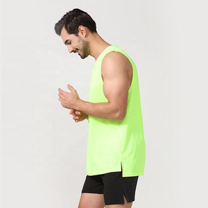 Custom made OEM Workout Sports Fitness Custom <b>Men</b> Stringer Gym Tank Top With Split - Product Image 4