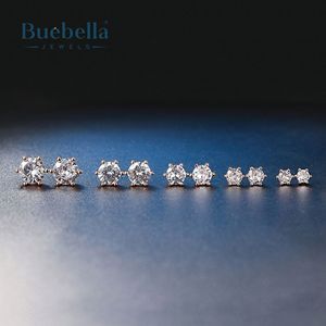 Gran oferta, pendientes de tuerca de corte redondo de 6 puntas de Plata de Ley 925, estilo Hip Hop para hombres - Product Image 2