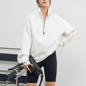 เสื้อสตรีแขนยาวลำลองคุณภาพสูงสำหรับฤดูใบไม้ร่วง ทำจากผ้าขนสัตว์/อะคริลิก แห้งเร็ว ลายทาง คอกลม ความหนาปกติ ทรงหลวม ถักด้านหน้า - Product Image 4