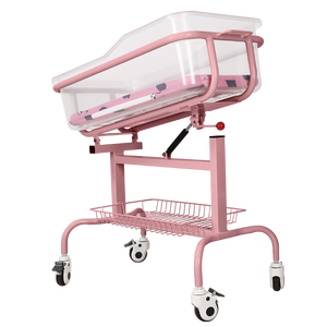 Lit de bébé inclinable <span class=keywords><strong>en</strong></span> acier inoxydable coloré, berceau d'hôpital pour nourrisson, lit nouveau-né réglable anti-reflux avec bassin <span class=keywords><strong>en</strong></span> verre organique - Product Image 3