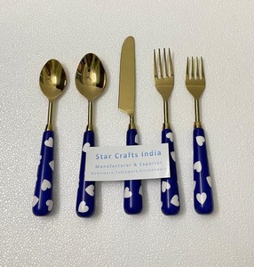 Logo personnalisé Couverts de luxe pour restaurant, mariage, restauration, poignée en résine inoxydable argentée Décor de salle à manger de luxe en acier miroir - Product Image 5