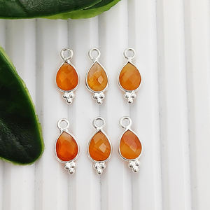 Charmes en pierres précieuses en forme de poire, sertis à la main, pierres précieuses en forme de poire, taille briolette, argent sterling 925, ensemble de sertis, pendentif, fabrication de bijoux, charmes en vrac - Product Image 3