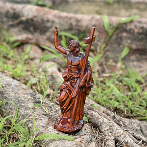 Sculpture en bois de Jésus ressuscité, statue sculptée du Christ ressuscité dynamique pour les expositions de Pâques et les collections d'art sacré - Product Image 6