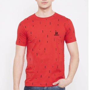 T-shirts pour hommes en coton 100% à manches courtes, couleur rouge, motif uni, décontractés, impression sérigraphique avec design personnalisé, t-shirts pour hommes - Product Image 1