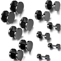 Aroncent Lot de 12 (6 paires) de plugs et écarteurs d'oreille coniques en acier inoxydable noir, 4-10 mm, unisexe