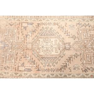 Petit tapis vintage, tapis turc de 3,3 x 14 pieds, tapis géométrique beige - Product Image 5