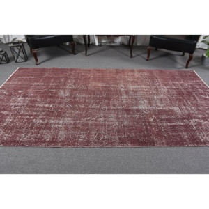 พรมวินเทจตุรกี ขนาด 4.8x9.3 ฟุต (145x284 ซม.) พรมขนสัตว์ลายดอกไม้สีแดง - Product Image 3