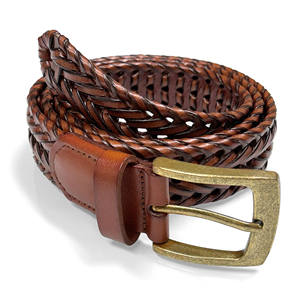 Cinturón de Vestir Casual Trenzado de Cuero Genuino para Hombre - Negro/Marrón/Café Claro 1-3/8 (35 mm) de Ancho - Product Image 5