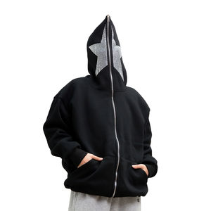 Sudadera con capucha unisex de forro polar, cálida y gruesa, con pedrería y diseño de cristales brillantes, ideal para compradores mayoristas. - Product Image 1