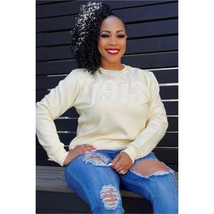 Solid Color 1913 Chenille Crewneck Sweatshirt Premium Fleece Sorority Apparel Greek DST Monochrome Winter <b>Top</b> - Product Image 4