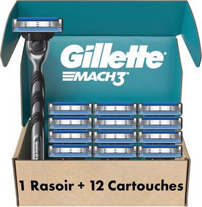 For for Men's 3-Blade Disposable Razor Stainless Steel Double Edge Blades Lubrication <b>Strip</b> 1 Handle + 12 Refills for - Product Image 4