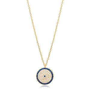 Oeil turc CZ pierre collier à breloques 925 bijoux en argent en gros fabriqués à la main 925 bijoux en argent Sterling - Product Image 6