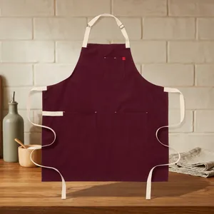 Delantal Clásico sin Mangas con Tirantes, de Lona Tejida, Color Morado Oscuro, con Bolsillos, Lavable a Máquina, Ecológico, Resistente al Agua, para Limpieza - Product Image 1