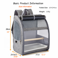 Sac à dos respirant et élégant en polyester avec fermeture éclair pour transport d'oiseaux, cage de voyage portable pour petits animaux