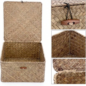 Venta caliente cestas de almacenamiento cuadradas cestas de Jacinto organizador de almacenamiento plegable multiusos bolsas de lavandería tejidas a mano - Product Image 2