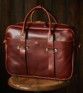 Sac pour ordinateur portable en cuir véritable professionnel, fabriqué à partir de cuir pur à 100 %, avec coutures renforcées et un intérieur spacieux. - Product Image 2