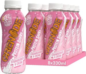 Gre-nade High <b>Protein</b> Shake, 8 x 330 ml - Strawberries and Cream - Product Image 1
