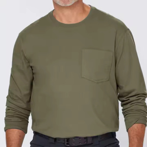 Haute qualité hommes à manches longues coton T-shirt poche confortable respirant séchage rapide Style Hip Hop travail quotidien/tenue décontracté - Product Image 6