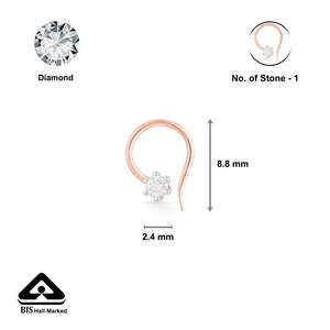 Piercing de nez Diamant Lumineux - Or Jaune 14 carats avec Moissanite et Perle Tendance pour le Corps - Product Image 5