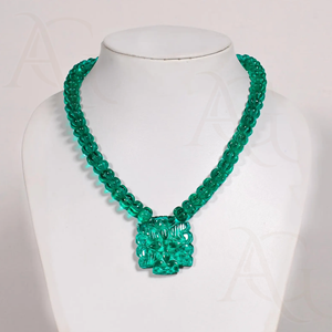 Collier en émeraude zambienne colombienne de culture, perles de procédé hydrothermal, coupe de perles, pierre précieuse verte en vrac, fil de plus de 500 carats - Product Image 6