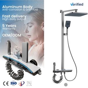 Vòi hoa sen nhôm tĩnh nhiệt với màn hình hiển thị nhiệt độ LED và ổ cắm nước 4 chiều cho các dự án phòng tắm cao cấp - Product Image 1
