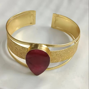 Brazalete de moda hecho a mano, diseño abierto Ajustable con piedras preciosas naturales en bruto, venta al por mayor, producto a granel, brazalete de piedra - Product Image 1