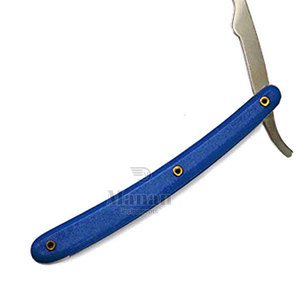 <b>Straight</b> <b>Razor</b> with Blue Plastic Handle Single Blade Stainless Steel for Barber Shop Use on Body Face Bikini Areas - Product Image 4