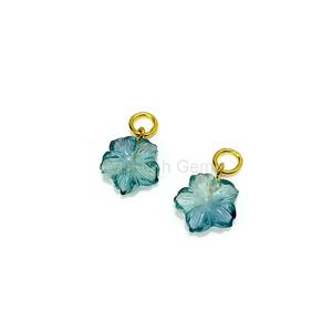 Pendentif à breloques en pierre précieuse sculptée fleur de fluorite verte naturelle bijoux en argent Sterling 925 plaqué or collier de mode pendentifs - Product Image 4