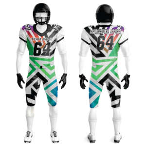 Ensemble de maillots de football américain personnalisés multicolores en polyester respirant à séchage rapide avec sublimation intégrale pour adultes, tailles plus grandes - Product Image 1