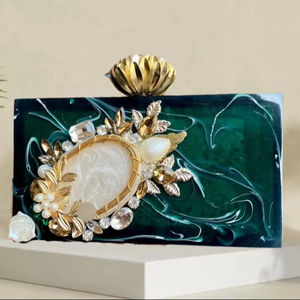 Customizable Resin Clutch for Women Trendy and Durable <b>Evening</b> <b>Bag</b> with Pearl Decoration for Classic Casual & Special Occasions - Product Image 1