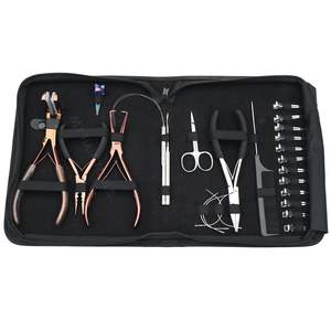 Kit de Herramientas para Extensiones de Cabello, Pinza para Cinta Adhesiva, Pinza para Anillos Micro, Pinza de Extracción, Pinza Plana para Cierre, Herramienta de Enhebrado, Aguja Tipo C - Product Image 6